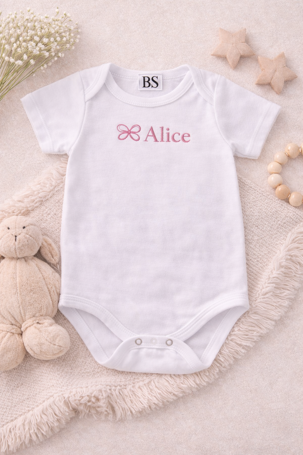 Body con nome ricamato e fiocco